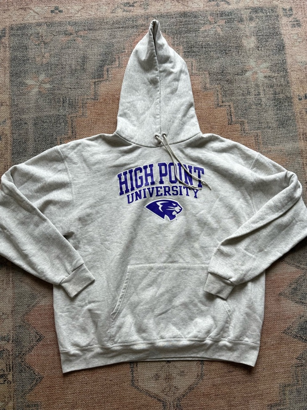 Champion Gray High Point University Hoodie with Purple Graphic